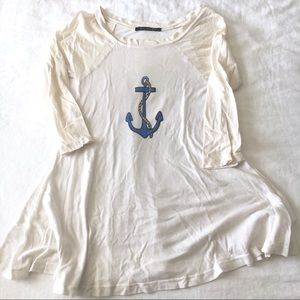 Wildfox Ocean Sea Beach 3/4 Raglan Anchor Tee Top